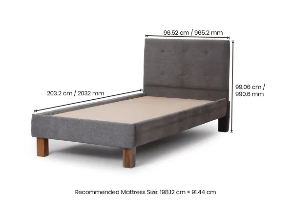 Soho Upholstered Single Bed with 4 Inches Mattress